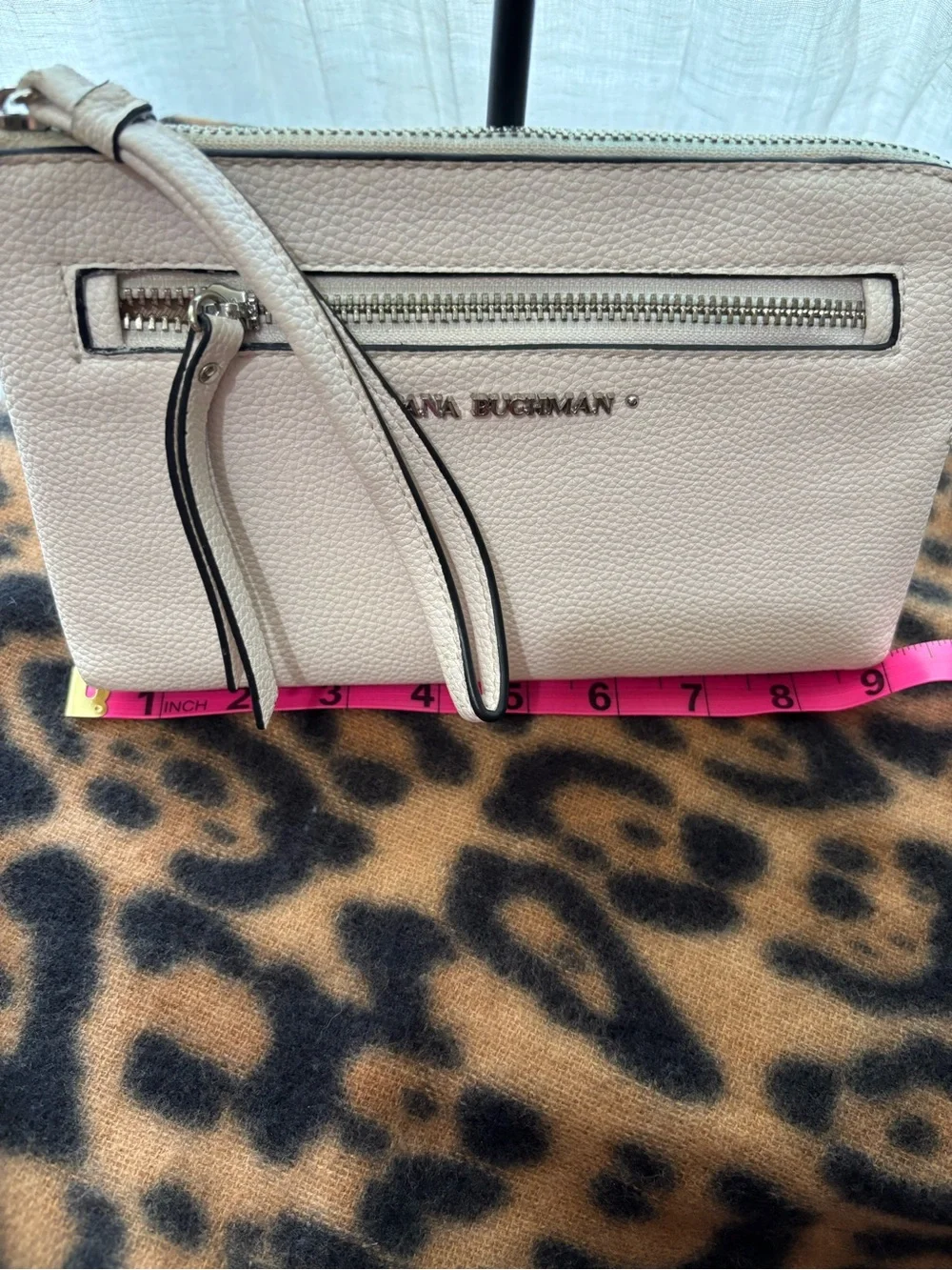 Dana Buchman white Pebble Leather Wristlet Clutch
